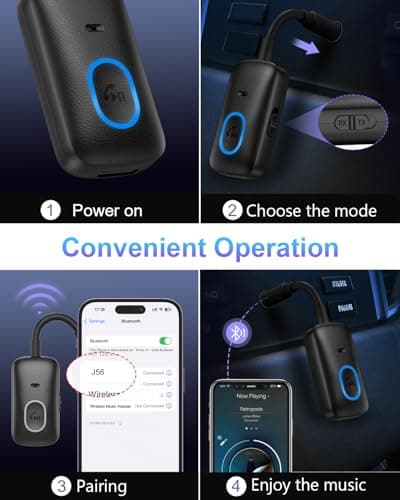 OQIMAX Bluetooth 5.4 Transmitter Receiver, Portable Wireless Airplane Audio Adapter with Hands-Free Calling, Noise Cancellation, Plug and Play Bluetooth Headphone Adapter for TV, Home Stereo, Speakers — view 6