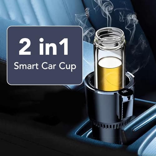 Annadue 2 in 1 Car Cup Warmer Cooler, Auto Heating Cooling Cup Holder for Beverage, Smart Drink Cooler Warmer for Road Trip Car Travel (Purple) — view 3