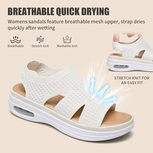 Hanani Women Walking Sandals Air Cushion Support Platform Elastic Ankle Strap Sport Slingback Ladies Open Toe Ourdoor Summer Shoes Comfortable Casual Wedge Sandals Washable Slide Sport Girls — view 4