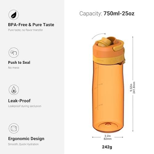 Super Sparrow Water Bottle 750ml - One-Tap TouchGulp Bottle - Non-Toxic BPA Free - Lightweight & Sustainable Tritan Water Bottles for Sports, Travel, Outdoors — view 3