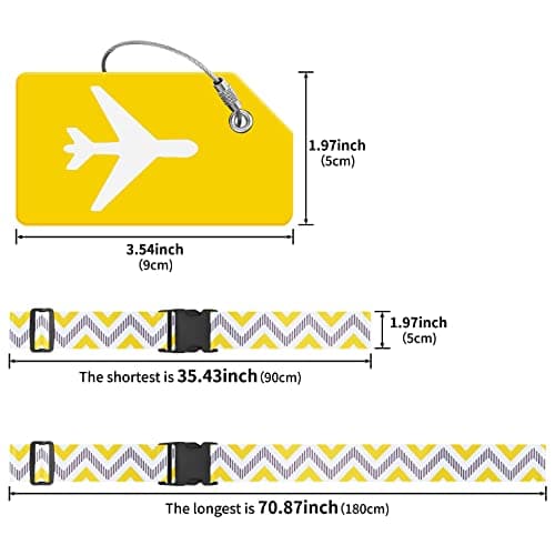 ZOUIQSS 2 Pack Adjustable Luggage Straps,Heavy Duty Suitcase Belts,Luggage Tag Travel Packing Straps with Quick Release Buckle(yellow gray) — view 2