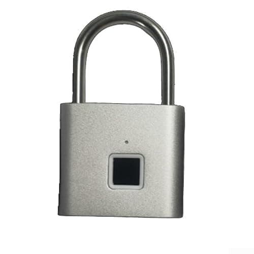 Fingerprint Padlock, Rechargeable for battery Waterproof Keyless to Use Outdoor Indoor Security Lock Portable Biometric for access Quick for unlock(20 Silver)