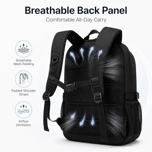 GOOGO Tactical Backpack for Men, 45L Large Capacity Hiking Backpack with Multiple Compartments, Waterproof Outdoor Rucksack for Camping, Travel, Sports and Fishing (Black) — view 3