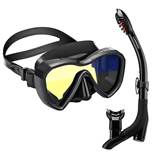 LUXPARD Snorkel Set Adults, Snorkel Mask and Dual Drain Valve Dry Snorkel