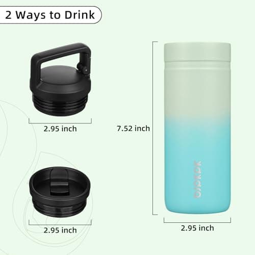 BJPKPK Insulated Water Bottle with 2 Lids,600ml Double Wall Stainless Steel Vacuum Tumbler Travel Coffee Mug,Wide Mouth Thermal Cup,Mint — view 4