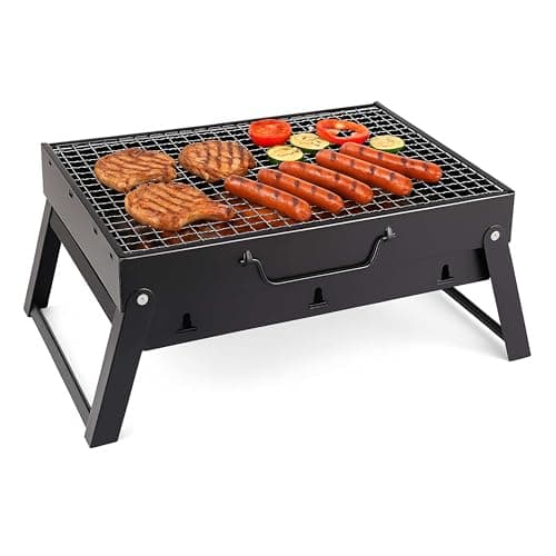 ALAYSTAR Portable Folding Charcoal BBQ Grill for Camping, Picnics, Garden & Outdoor Parties Compact Tabletop Design, Durable Iron Construction, Easy Setup & Travel-Friendly Tabletop Barbecue