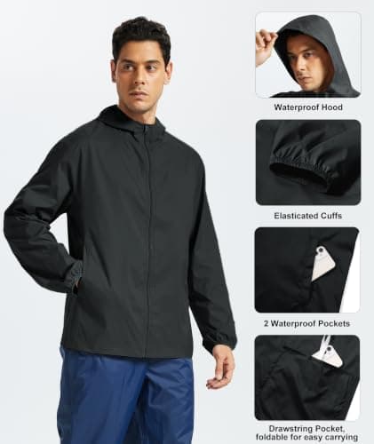 ZITY Rain Jacket Men Packable Rain Coat Waterproof Windbreaker Raincoat — view 3