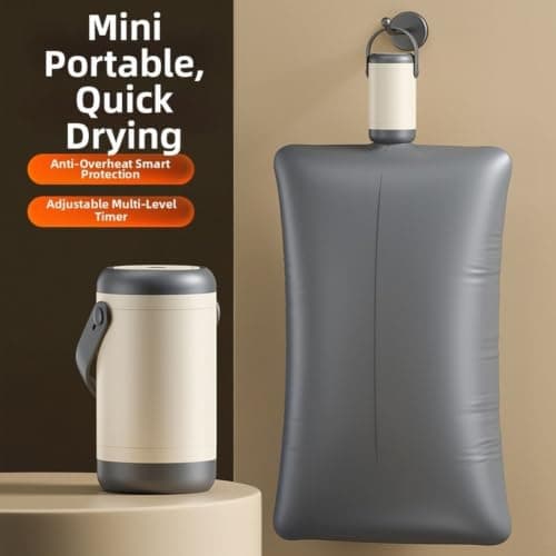 Portable for mini Clothes Dryer for Travel, 250W PTC Heating with 3 Timer Settings & Overheat Protection, Compact Electric Drying Machine for Underwear Towels Small Textiles in Dorm for hotel — view 6