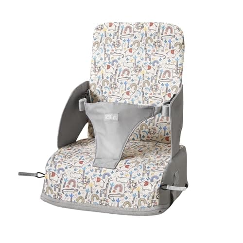 Nuby Compact Foldable Travel Booster Seat with Storage Pocket, 6M+, Safari