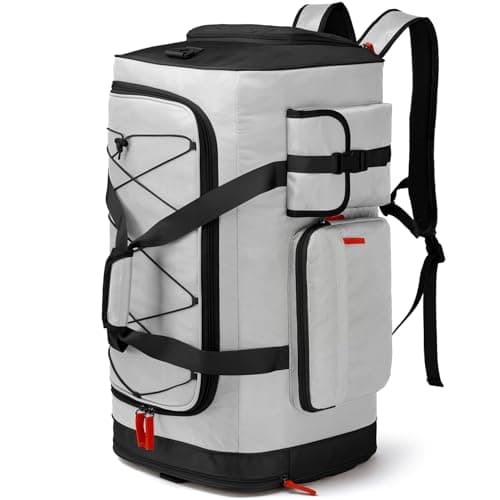 Lyweem Large Duffle Bag Backpack for Travel, 70L Heavy Duty Gym Duffel Bag for Men Women with Shoes Compartment, Sports Holdall Backpack for Weekend Overnight Traveling, Grey