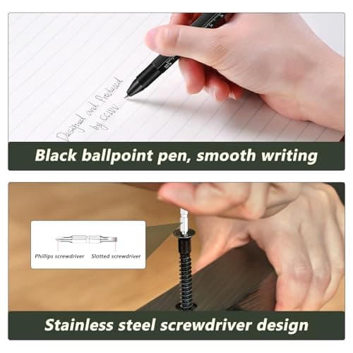 Zquqwa 9 in 1 Multi Tool Pen, Multi Tool Pen for Handyman, Practical Gifts, Birthday Gifts Cool Gadgets for Dad Husband Boyfriend Stocking Fillers, Aluminum Ballpoint Pen with Screwdrivers Flashlight — view 5