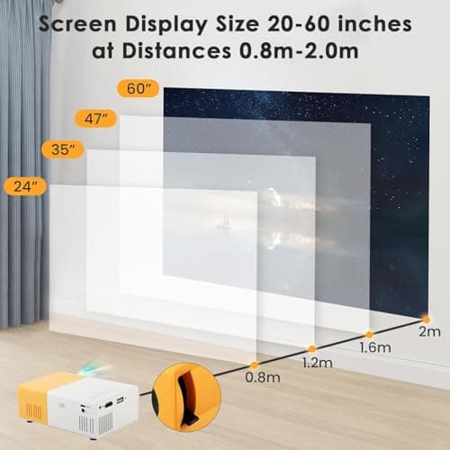 Portable Mini Projector, Full Colour LED Home Theatre Video Projectors for Bedroom, Outdoor, Movies, Children, Video TV with HDMI USB AV Interfaces and Remote Control — view 3
