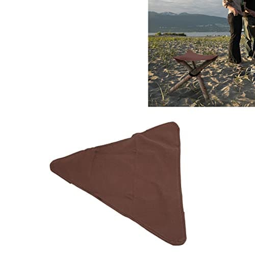 Beufee Travel Folding Camping Stool, Outdoor Tripod Seat Tripod Stool Cloth Three Legged Stool Portable Fishing Chair for Camping Party (Brown) — view 2