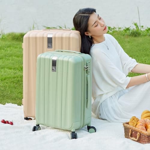Hanke Cabin Luggage Hard Shell Carry-on With Spinner Locks, Lightweight Travel Bag, 4 Spinner Wheels, 20 Inch - Bamboo Green — view 3