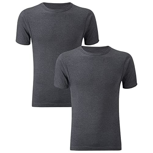 Style Lockers® Pack of 2 Mens Thermal Short Sleeve Base Layer Top - Adults Winter Ski Inner Vest Warm Underwear T-Shirts - Quick Dry Undershirt for Outdoor Sports Running Black Large