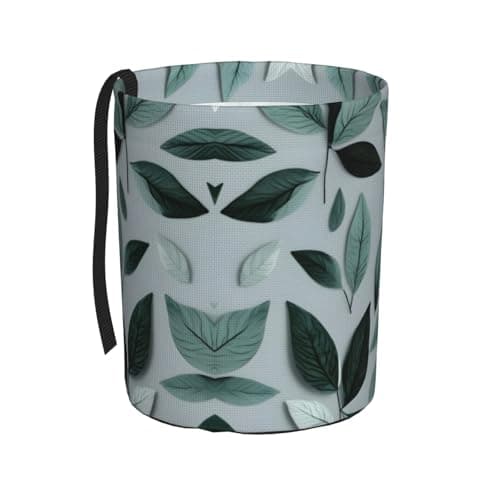 MDATT Mint Gray Leaf Car Trash Can Leak-Proof Organizer For Long Road Trips And Family Vacations