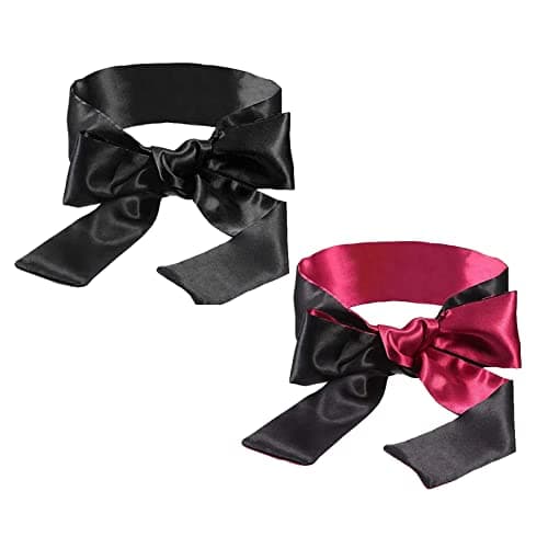 TFSYLISA 2 Pack Satin Eye Blindfold Smooth Satin Eye Cover Silk Sleep Mask