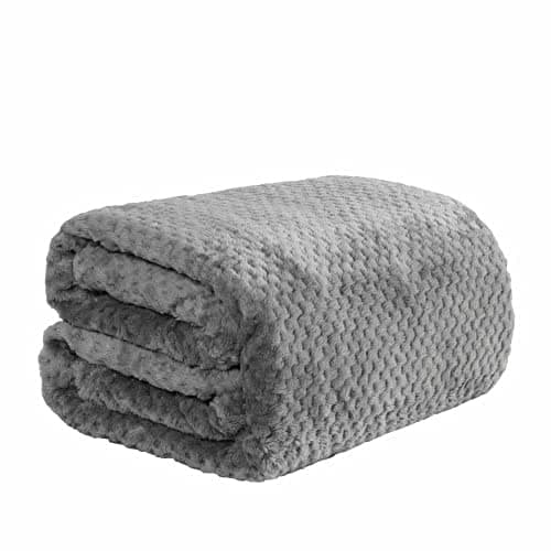 Dreamscene Throws for Sofas Large, Soft Warm Honeycomb Waffle Fleece Blanket for Bed Sofa Settee Fluffy King Size Blanket Winter Faux Fur Throw, Charcoal Grey - 200 x 240cm