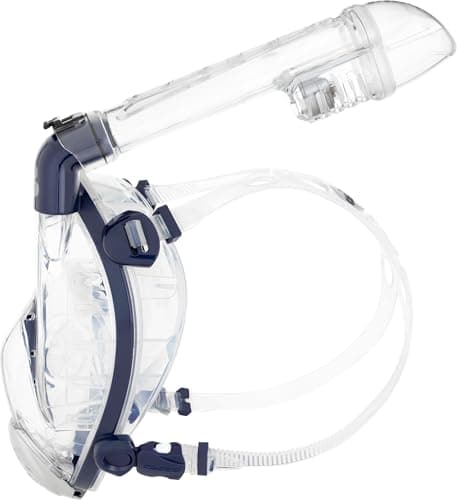 Cressi Full Face Snorkel Mask - Anti-Fog Ultra-Clear Lens & 180° Vision for Adult Snorkel Mask - Float Valve Safety & CO2-Safe Breathing for Scuba Diving Equipment - Clear/Blue Navy - S/M — view 3