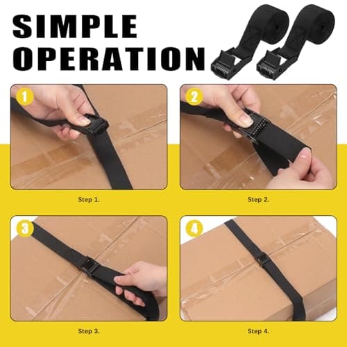 Mardatt 2 Sets 1" x 48" Battery Tie Down Strap, Safety Tie Down Strap Large Hold Down Strap Lashing Strap with Cam Buckle, Stainless Steel Bracket and SS Screws for Boats, Luggage Belt, Cars — view 6