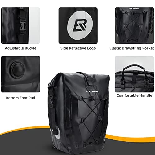 ROCKBROS Bike Pannier Bag 100% Waterproof, 25L-32L Rear Rack Bike Bag — view 5