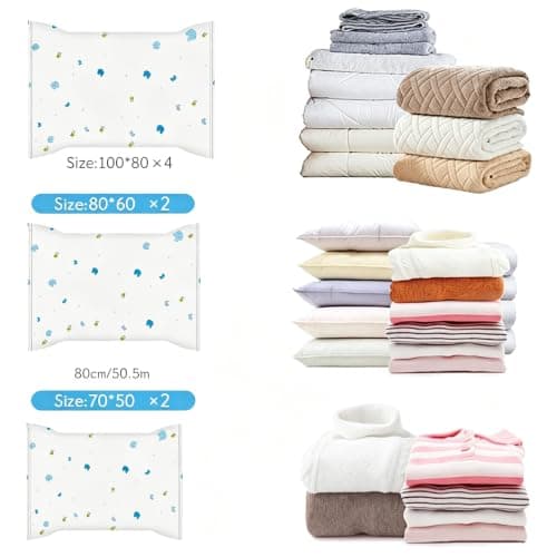 UOUNE Vacuum Storage Bags, 8 Combo (4 Jumbo, 2 Large, 2 Medium) Reusable Space Saver Bags Vacuum Compression Zipper Storage Bags with Airtight Valve and Hand Pump,Work with Vacuum Cleaner — view 2