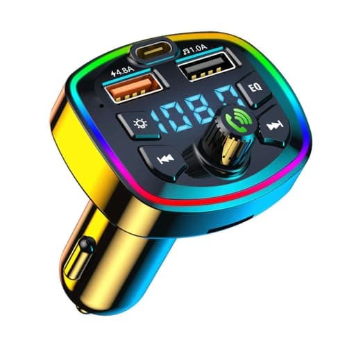 Car Charger Fast Charging EQ Model, 200W 4 in 1 Port USB C Adapter, Big Output, PD Fast Charge compatible with iPhone Samsung iPad, Wireless, Cigarette Lighter Socket Plug, Colorful RGB LED Display