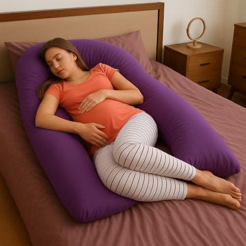 Hometex 9ft U-Shaped Pregnancy Pillow – Full Body Maternity Support with Removable Case (Purple)