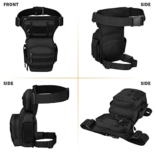 Huntvp Drop Leg Bag Thigh Bag Motorcycle Waist Bag Utility Belt Leg Bags Cross Over Hip Pack Pouch for Women Men Motorbike Metal Detecting Accessories Cycling Hiking Traveling Camping — view 3