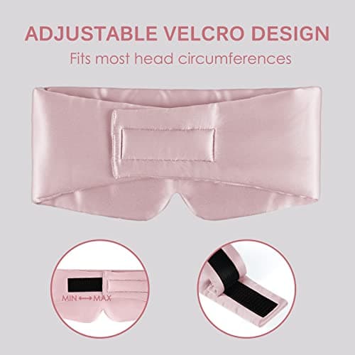 OLESILK Sleep Mask, 100% Natural Mulberry Silk Eye Mask for Women and Men with Adjustable Strap, Large in Size, Blindfold for All Night Sleep, Pink — view 6