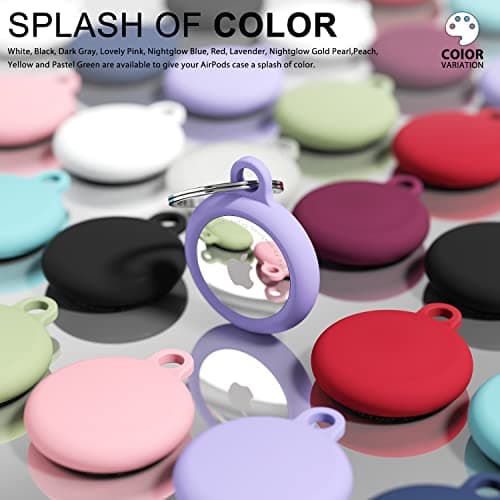 oakxco for Airtag Keychain Silicone, Airtag Holder with Key Ring, Air Tag Cover Cute Accessories for Kids, Luggage, Car Dog Collar, Car, Compatible with Apple Airtag Case Waterproof Tracker, Lavender — view 3