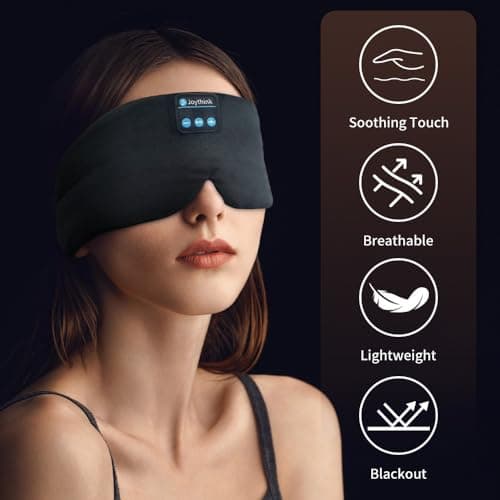 Joythink Bluetooth Headphones Sleep Mask Sleep Mask Silk Wireless Headphones Sleep Aids Eye Cover Lightweight Ergonomic Technology Gadgets for Adults Women Men — view 3