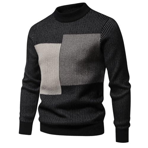 Mens Sweaters Uk Pullover Knitted Mock Neck Slim Fit Casual Jumper Winter
