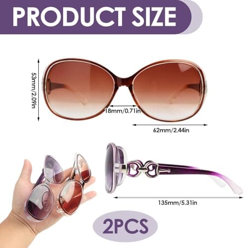 CKDSA 2 Pairs Womens Polarised Sunglasses Oversized Retro Cat Eye Shades UV400 Protection Trendy Foldable Driving Glasses Summer Lightweight Ladies Sun Glasses Big Frame Outdoor Travel Shopping Gifts — view 2