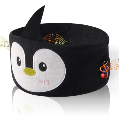 OFFCUP Sleep Headphones, Headband Headphones, Soft Bluetooth Headset Hi-Fi Stereo Super Bass Music Headphones for Men Women Office Nap Travel Yoga Workout Meditation（Black and white penguin）