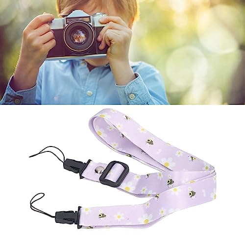 Camera Strap, 1.2m Camera Strap Belt, Printed Pattern Multifunctional Shoulder Neck Strap for Mini 12 11 8 9 Camera (Purple Daisy) — view 4