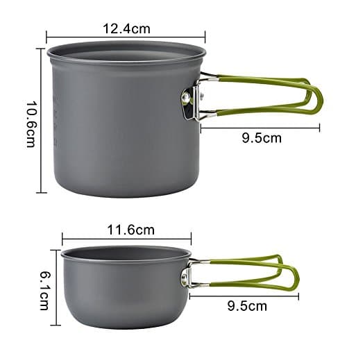 Outdoor Picnic Cookware Set with Non Stick Pot and Pans, 1-2 People Camping Hiking Backpacking Cooking Stove Pot Combination Portable Field Tableware… (cookware set(no stove)) — view 5