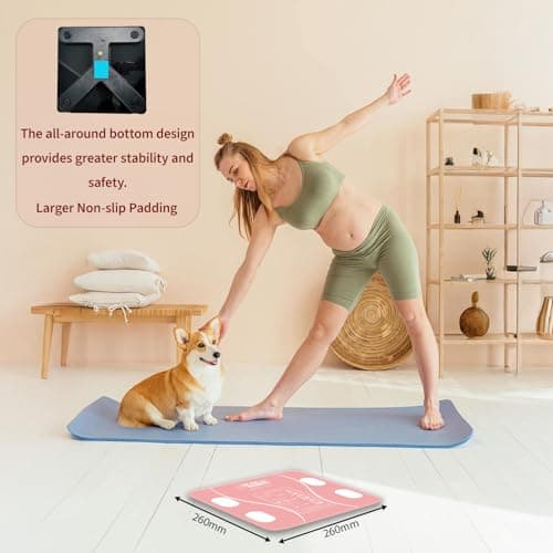 Smart Body Fat Scale Rechargeable,Body Composition Monitor with App,Pink — view 4