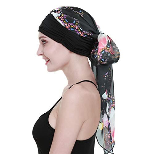 Chemo Hair Turban for Cancer Women Head Wrap Scarves Long Hair Wig Accessories Burgundy Black