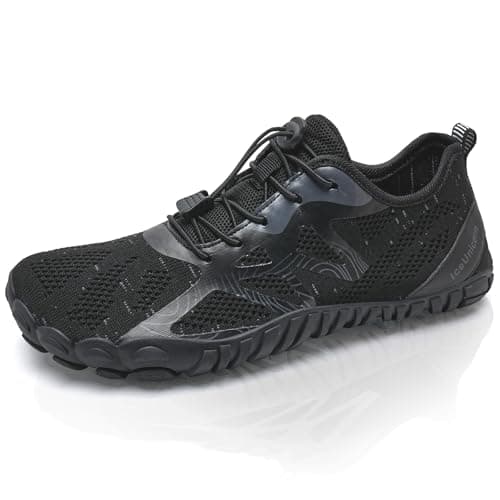 Barefoot Shoes Men Women Water Shoes Wide Lightweight Walking Shoes(A Black,9UK)