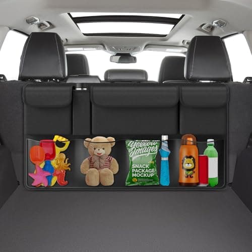 ACELIFE Car Seat Organiser and Boot Organiser, Back Seat Protector with Waterproof Kick Mat, Multiple Pockets Car Tidy Storage Bag, Universal SUV Car Accessories