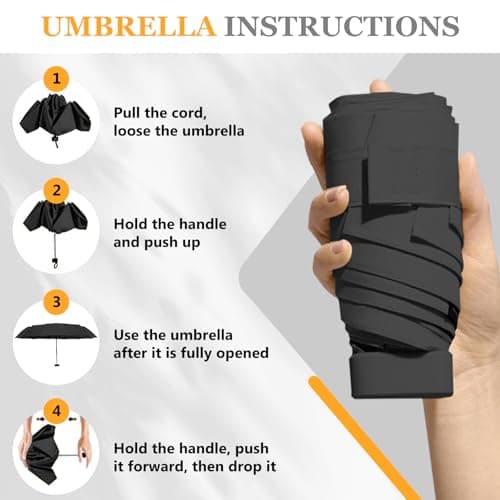 VidFair Mini Folding Travel Umbrella, Windproof Strong, UV Protection, 6 Ribs, Pocket Umbrella with Capsule Case for Women, Men, Girls (Small) — view 6