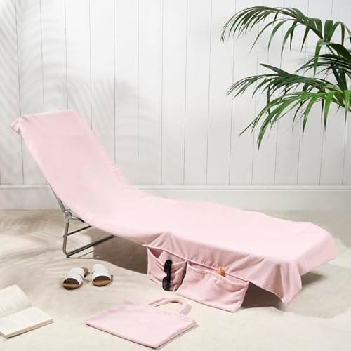 Brentfords Beach Towel in a Bag, Soft Quick-Dry Fabric Lightweight Easy Storage Large Beach Towel with Pockets For Travel Poolside or Beach Days, 75 x 215cm - Blush