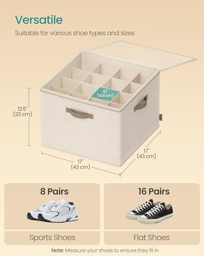 SONGMICS Shoe Organisers, 2 Pack, 16 Pairs, Stackable, Cappuccino Beige — view 4