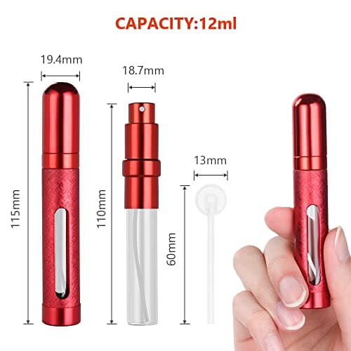 ACWOO Perfume Atomiser Bottles, 5Pcs 12ml Refillable Perfume Atomizer Empty Spray Bottles, Travel Fine Mist Fragrance Bottle with Window, Portable Purse Pocket Handbag Perfume Bottle for Men and Women — view 2