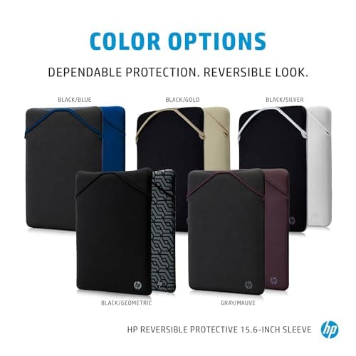 HP 15.6 Inch Black & Gold Protective Reversible Laptop Notebook Sleeve Case, Slim, Prevent Scratching, Zip-free — view 3