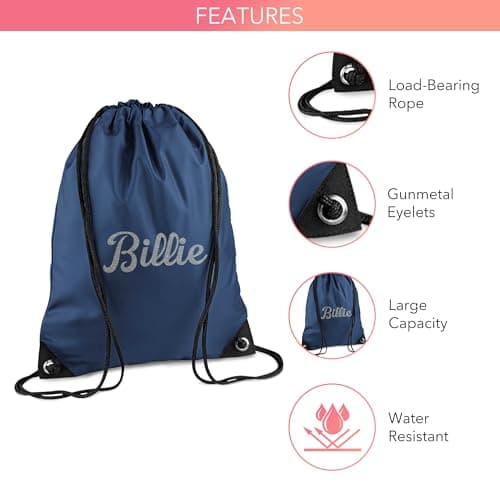 Print Maniacs Personalised Drawstring Bag for Kids Back to School PE Bag, Swim Bag with Name Ideal for Boys, Girls, Toddlers,and Primary School Students Perfect School Bag French Navy — view 3