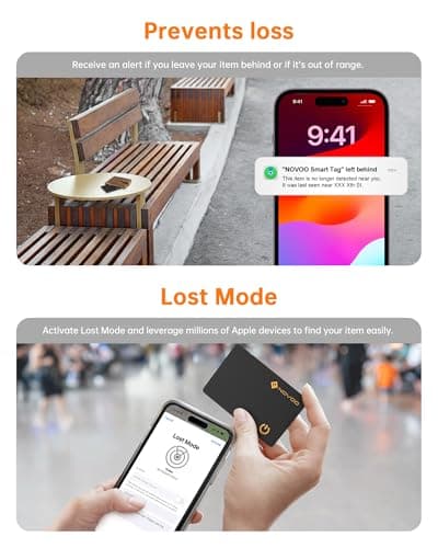 NOVOO Ultra-Slim Smart Card Bluetooth Tracker, 1.6mm Thin with 6-Year Battery, IP68 Waterproof GPS Item Finder, Apple Find My Compatible (iOS Only) Air Locator Tag for Wallet, Keys, Luggage, Passport — view 5
