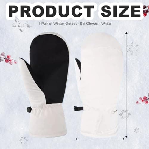 Enjoyaa Ski Mittens Winter Waterproof Snowboard Mittens for Women Mens Ski Gloves Thermal Touch Screen Warm Windproof Winter Gloves for Skiing Hiking Cycling (White) — view 2