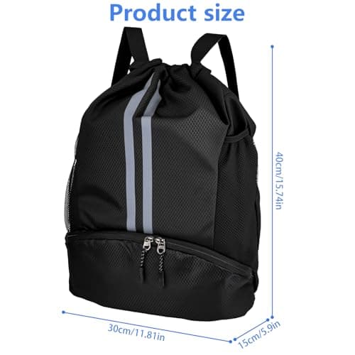 MJFENDAI Unisex Drawstring Bags, Drawstring Gym Bag with Shoe Compartment, Adjustable Drawstring Waterproof Backpack for adults youth, sports and travel — view 2